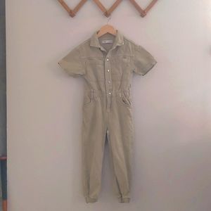 Zara green khaki denim jumpsuit